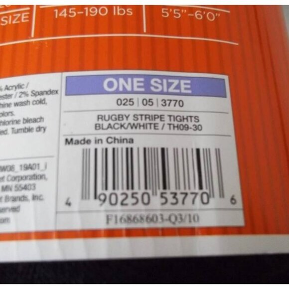 NIP NWT Halloween Black and White Striped Acrylic Knit Tights One Size - Picture 5 of 7